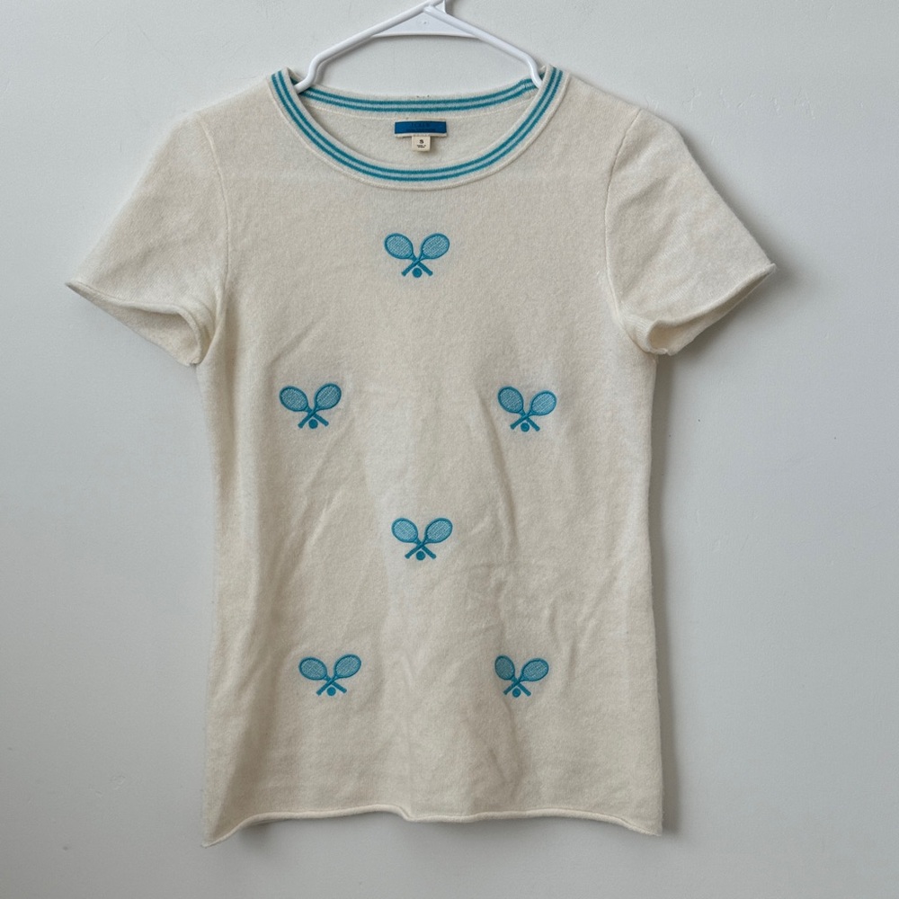J.Crew 100% Cashmere Embroidered Tennis Top Size: S